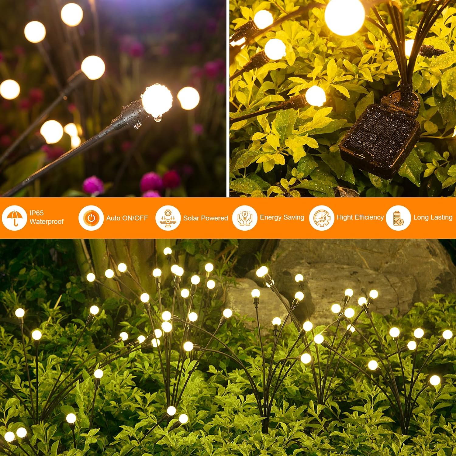 Solar Firefly Garden Lights — 4 Pack, 32 LED, Fairy Style - Image 4