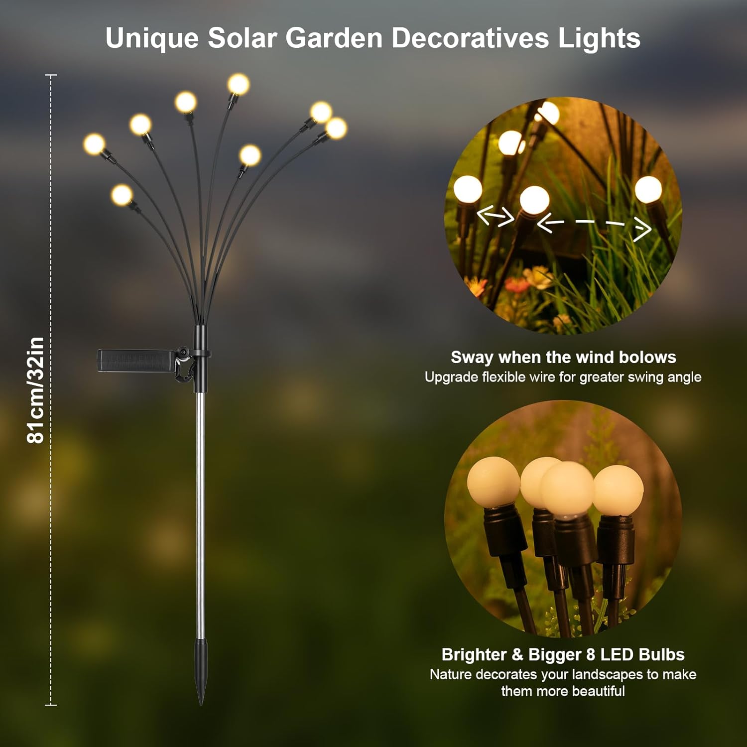 Solar Firefly Garden Lights — 4 Pack, 32 LED, Fairy Style - Image 3