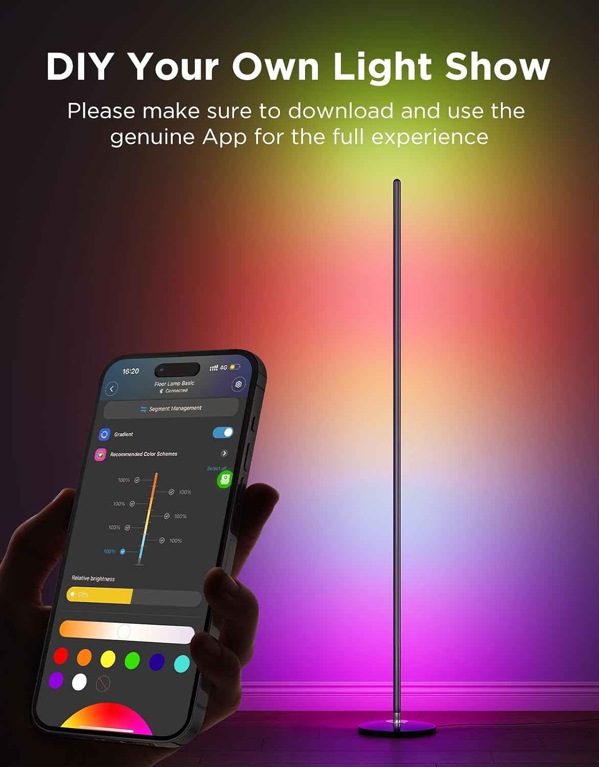 RGB Floor Lamp — 1000 lm Corner Lamp, Black - Image 8