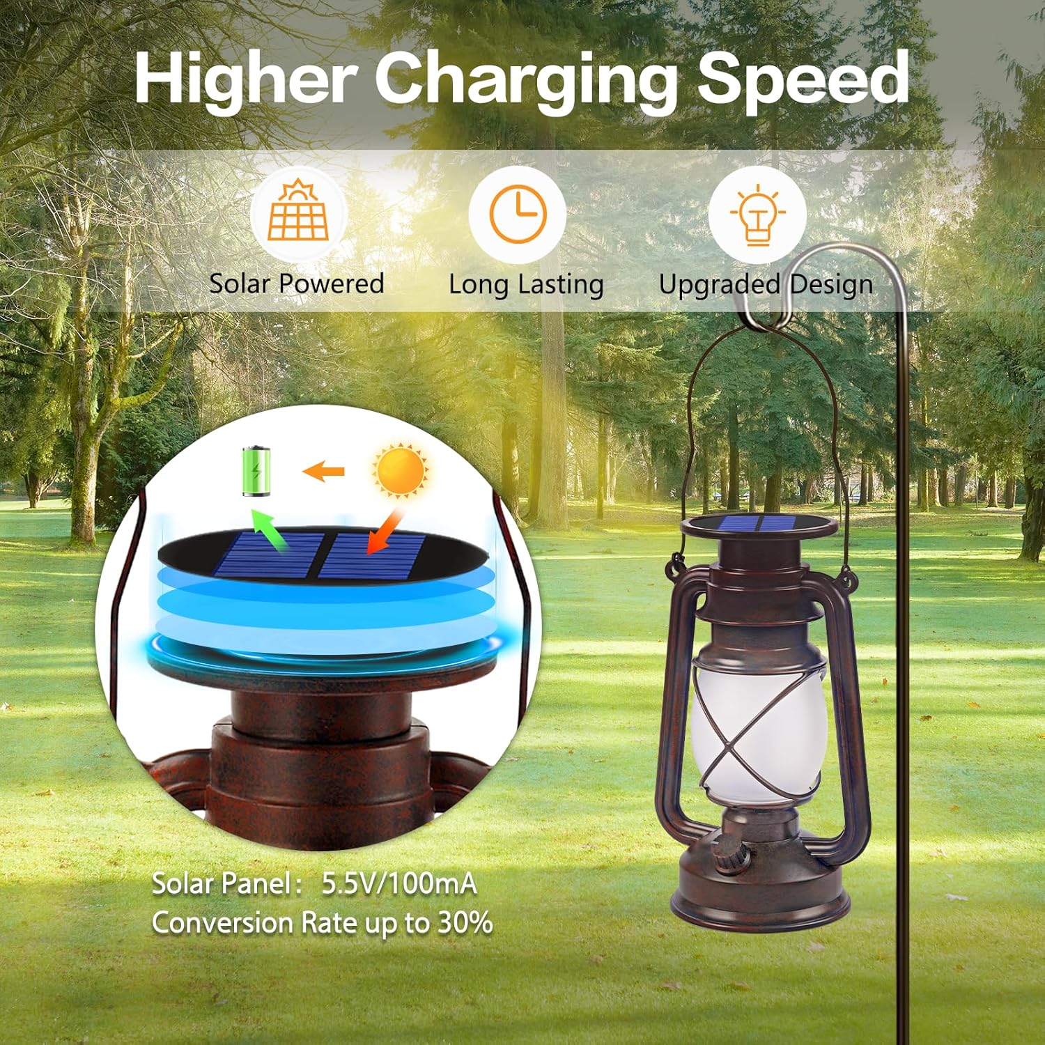 Solar Lanterns — 2 Pack, Flickering Flame, Bronze Finish - Image 7