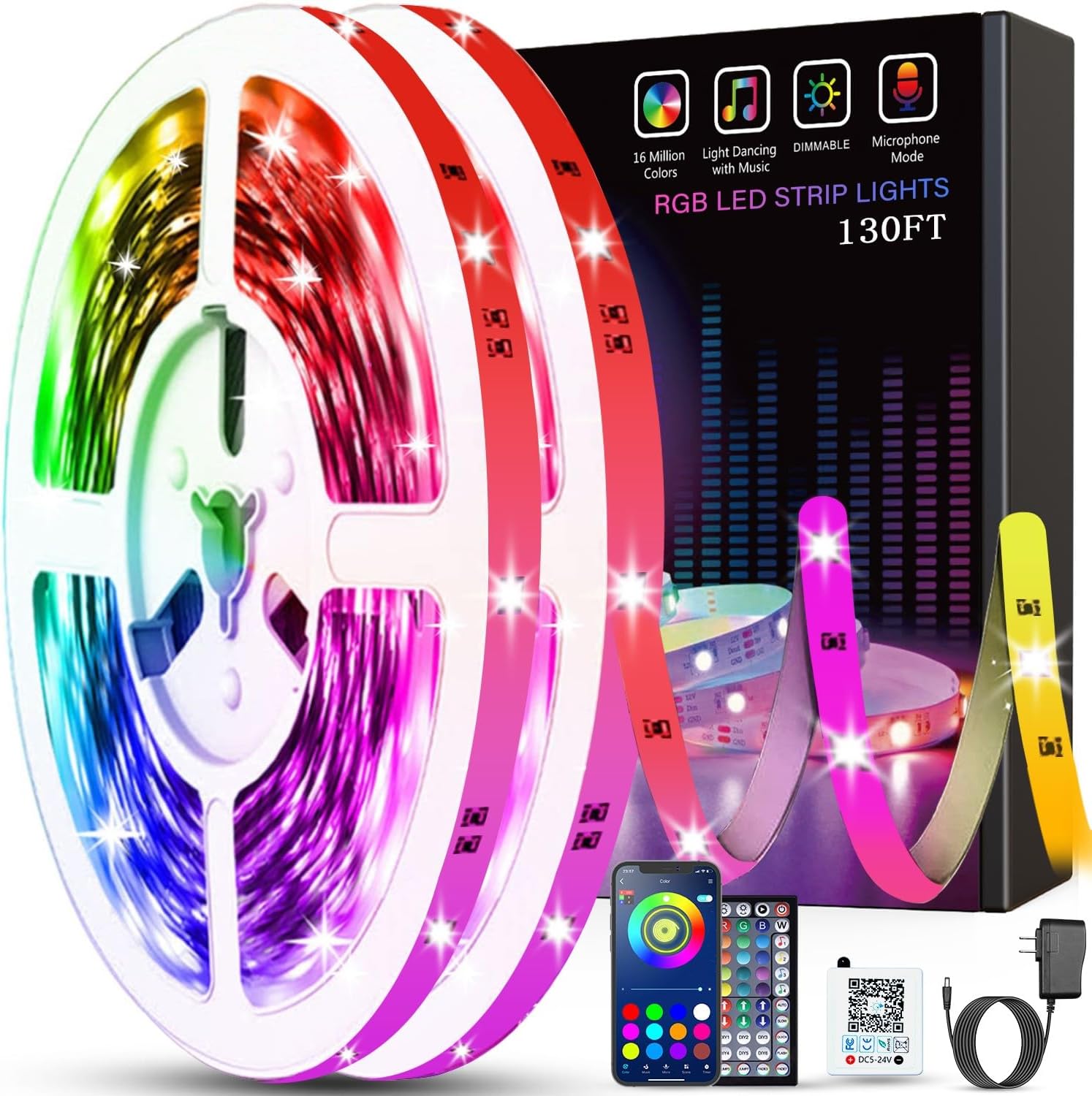 LED Strip Lights — 100 ft (2 × 50 ft Rolls), Music Sync, Colour Changing - Image 11