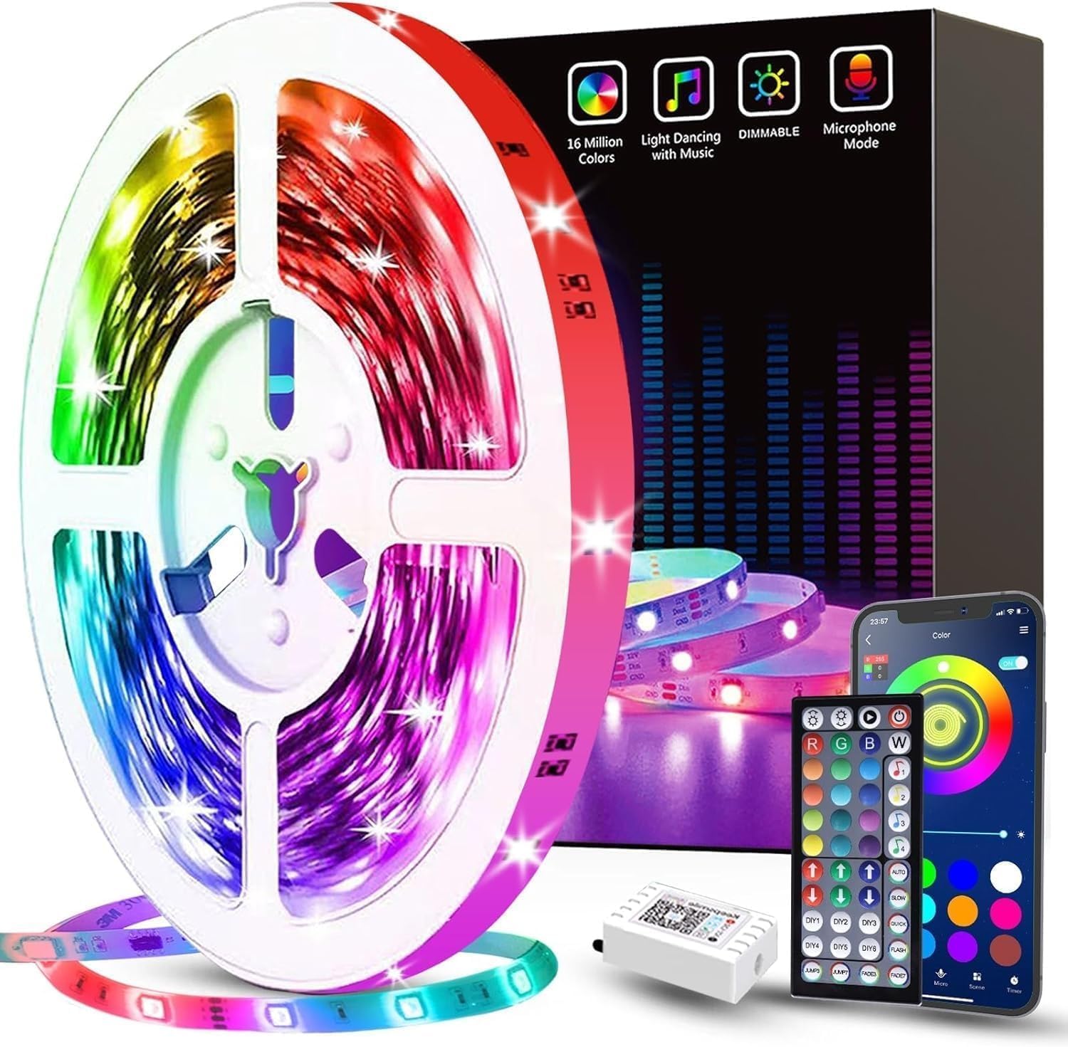 LED Strip Lights — 100 ft (2 × 50 ft Rolls), Music Sync, Colour Changing - Image 9