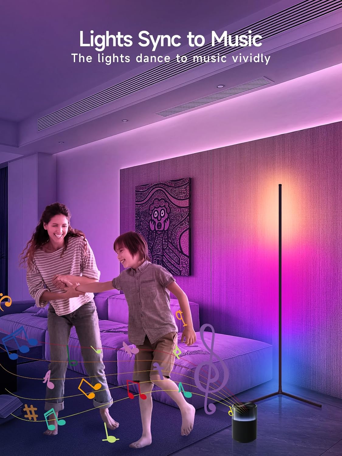 Corner Floor Lamp — RGB LED with Music Sync, App and Remote - Image 4