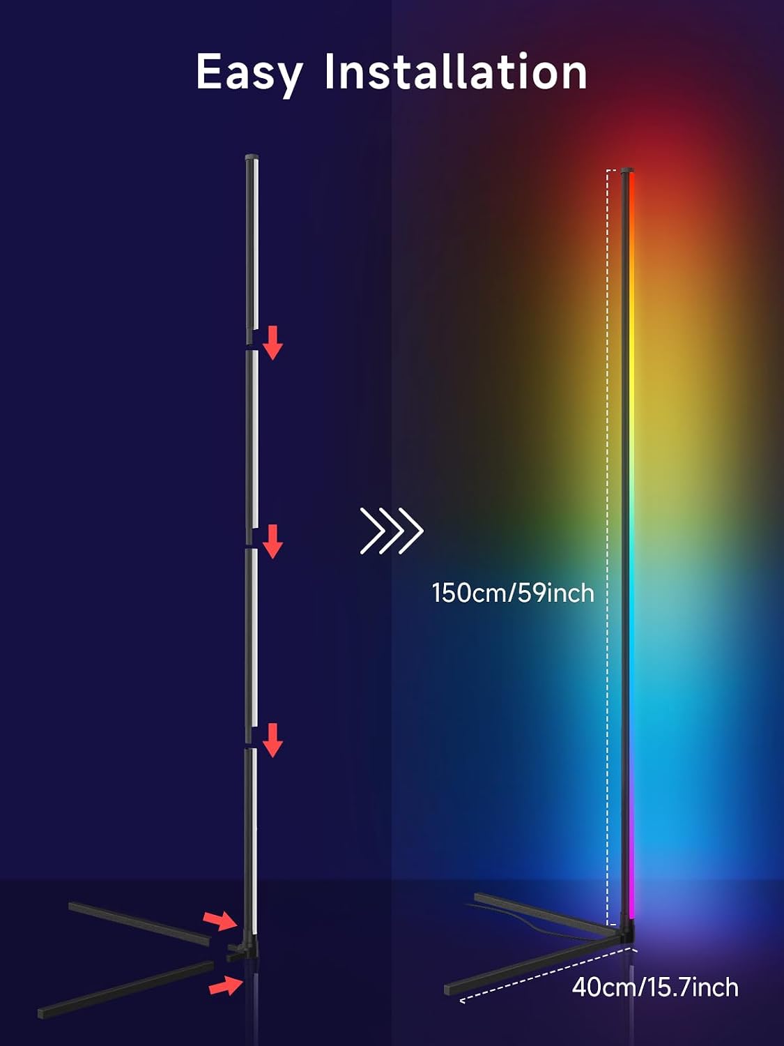 Corner Floor Lamp — RGB LED with Music Sync, App and Remote - Image 7