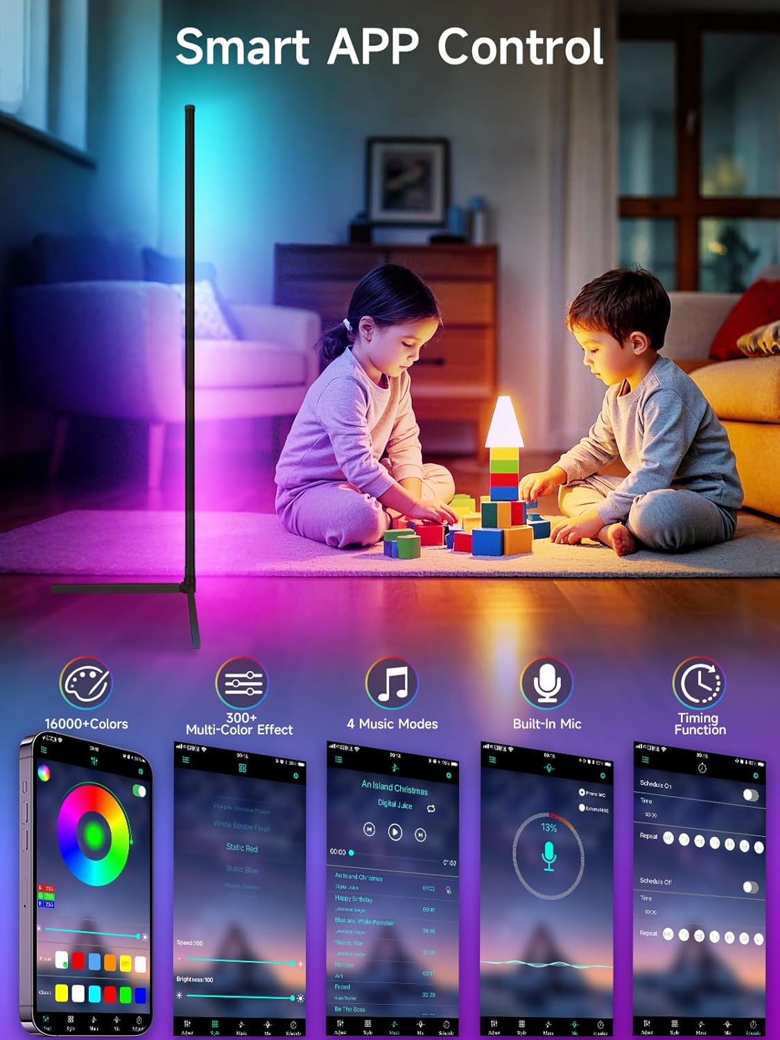 Corner Floor Lamp — RGB LED with Music Sync, App and Remote - Image 3